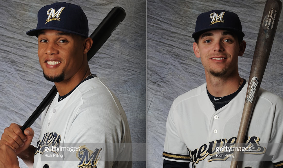 Carlos Gomez (left) and Scooter Gennett (right) represent the Brewers' primary two options to bat leadoff this season. Both Gomez and Gennett have spent time at leadoff in the past and each brings different qualities to the table. Photo provided by Getty Images.