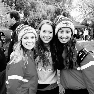 Bella Stechshulte, senior, Hanna Braaten, senior and Olivia Gonzalez, senior, pose for a picture during their cross country season. Stechshulte, Braaten and Gonzalez were selected as the captains of the Homestead girls cross country team and participated in this tradition. “Its the opportunity for the cross country team to participate in the Homecoming festivities,” Victor Vilar, head coach of Homestead girls cross country team, said.