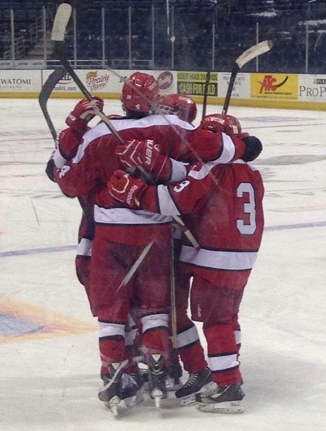 The+boys+celebrate+after+scoring+a+goal.+Homestead+earned+three+points+in+the+tournament+for+their+victory+in+this+game%2C+and+shut+out+Arrowhead+completely+until+the+third+quarter.+The+first+two+or+three+goals+brought+us+out+of+our+offensive+slump+over+the+past+few+games%2C+said+Connor+McPike%2C+junior.+