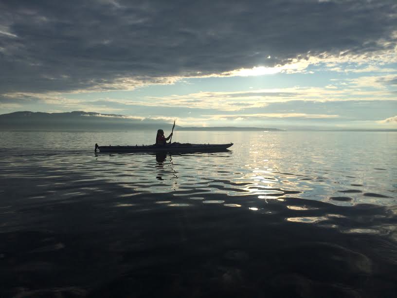 Katie McCarthy, freshman, kayaks in the Pacific Ocean. Submitted Photo