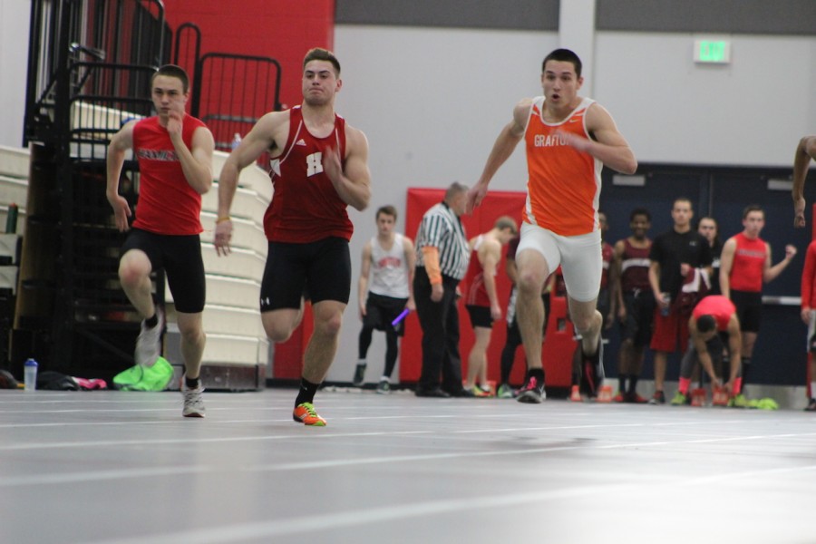 Matt Winters, junior, competes in the 50 yard dash at the open Invite in the Homestead field house on Wednesday, March 18th. 