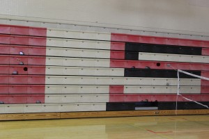 Homestead's main gym bleachers are in need of replacement after enduring years of wear and tear. Photo by: Elizabeth Huskin