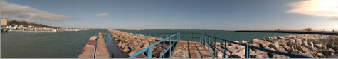 A panoramic view of the charming Port Washington Harbor