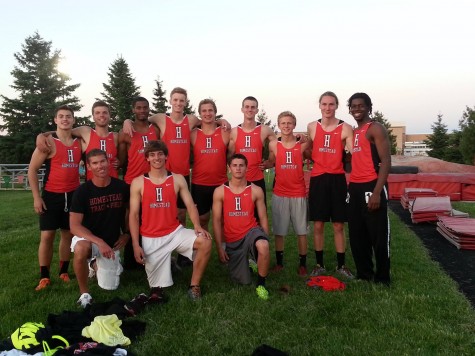 Triggs and a number of other Homestead track participants pose after the Hamilton sectional last year.  Triggs would place seventh at the event.