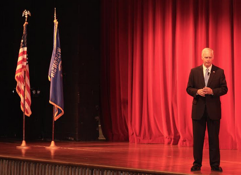 Sen. Ron Johnson spoke at a town hall meeting at the Todd Wehr Auditorium at Concordia University - Wisconsin. Sen. Johnson will be running for senate in 2016 as a republican. 