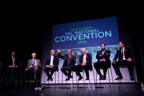 A group of U.S. congressmen, including Rep. Justin Amash and Rep. Raùl Labrador, founders of the House Freedom Caucus, speak at the Young Americans for Liberty National Convention at the Spectrum Theatre in Arlington, Virginia. Image used with permission from Flickr. 


