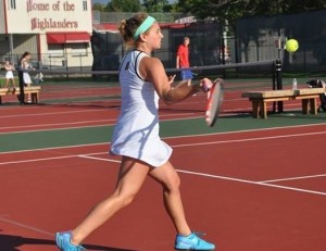 As the ball approaches Anna Kreynin, senior, she prepares to return it to her opponent. Kreynin reflected on her four years of tennis and prepares to move on after Homestead.