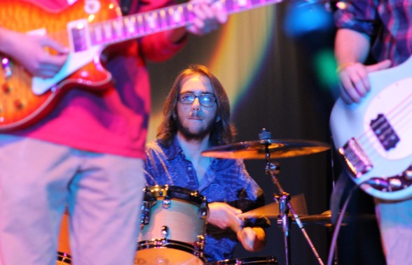 On Saturday, Nov. 7, Yanni Chudnow, senior, plays the drums in the AFS Variety Show.  Chudnow played in numerous bands for the show. “Im excited as can be! I have pre-show jitters, but thats what performers like me thrive on,” Chudnow said.