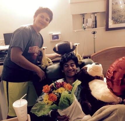 Jordan Haddad, sophomore, visits Ali Rahman in the hospital. 