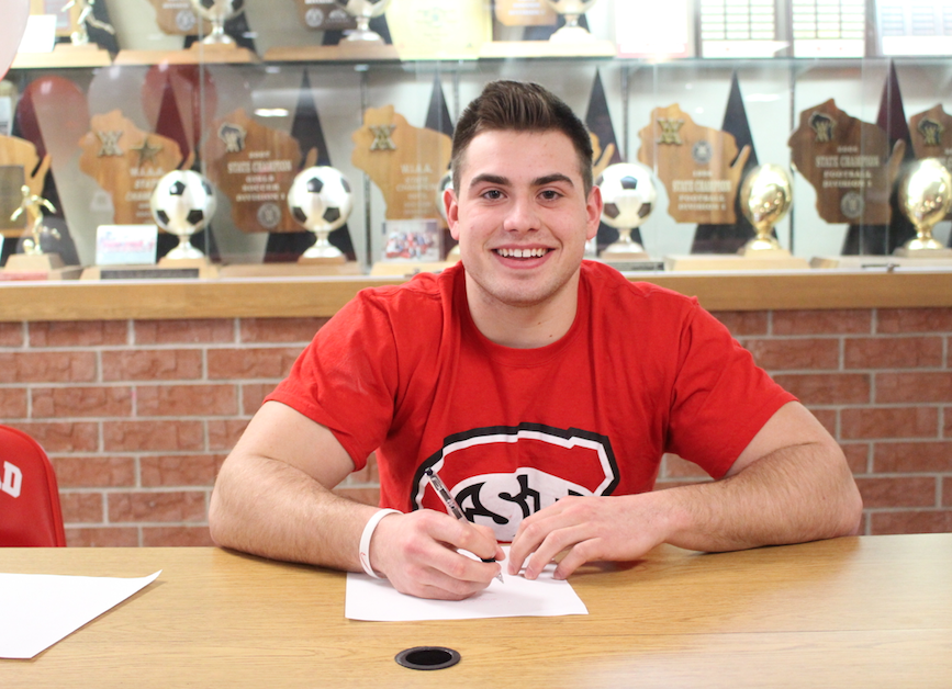 Matthew Winters, senior, signs a National Letter of Intent to continue his football career at Division II school, St. Cloud State University. 