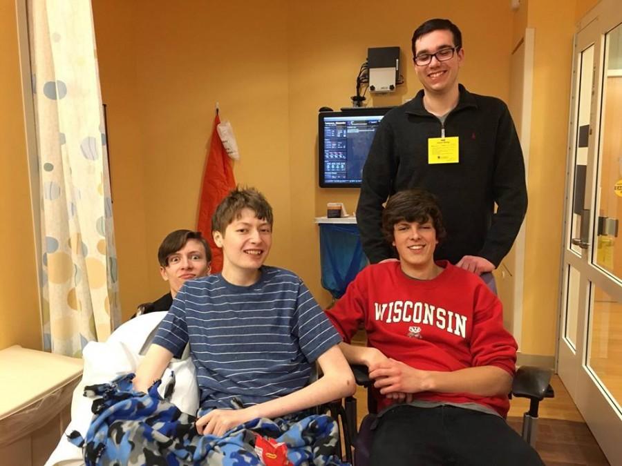 Jake Schaum, Matt Kalkhoff, and Ethan Gilerovich, seniors, all came to visit Alex before going into surgery.