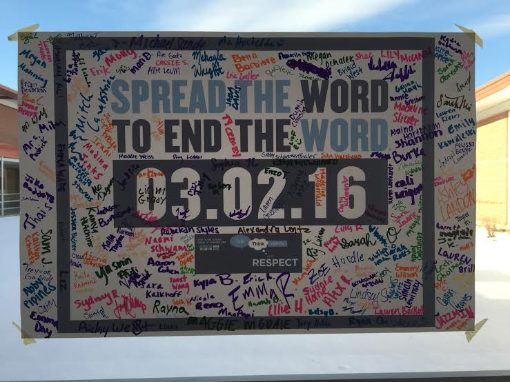 Almost 200 students signed this poster, pledging to eliminate the r-word from everyday use.