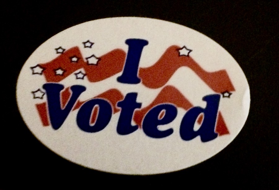 After voting, everyone received a sticker to wear as evidence that they did their civic duty.