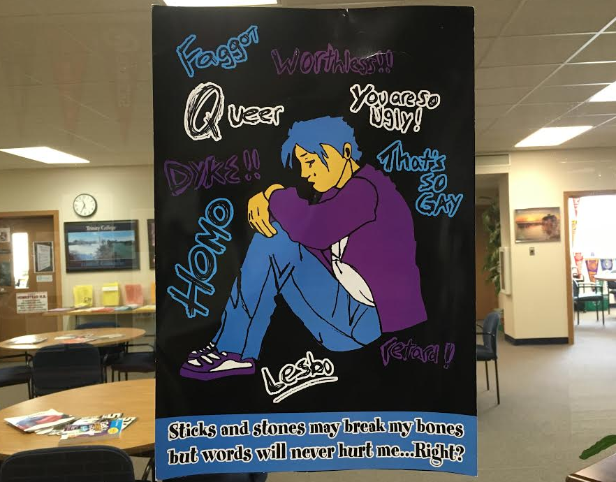 The Counseling Office displays a poster highlighting the discrimination LGBTQ people often undergo.