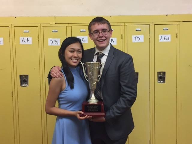 Team of Larson and Cao took home the first place trophy at the Rufus King Debate Tournament on Sept. 24, 2016. Our team is the strongest it’s been in years and hopefully we’ll continue our success on the road to state, Kaite Cao, senior, said.