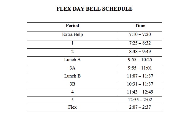 A new Flex Time configuration will start on Wednesday, Sept. 14.