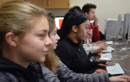 Freshmen in health class set up their long terms goals for their future in Family Connections, one resource to help students stay on track for college and career readiness.