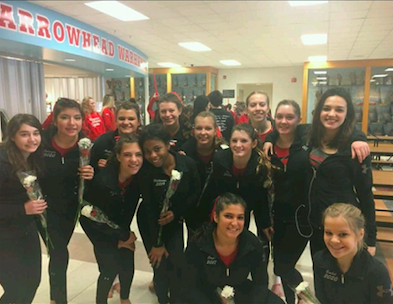 Gymnasts pose for a picture after the Arrowhead Invite. 