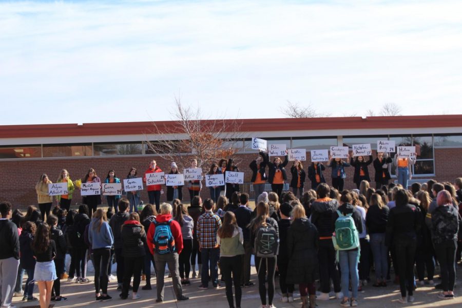 Students congregate near the Highlander Walkway. 