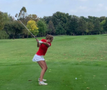 Chloe Sileno tees off at the sectionals golf meet.