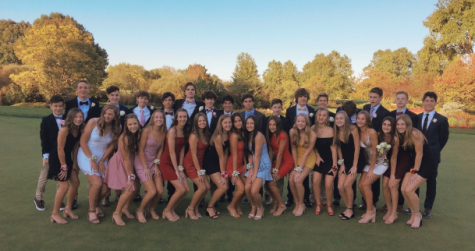 Freshmen gather at dinner before coming to their first Homecoming dance. 