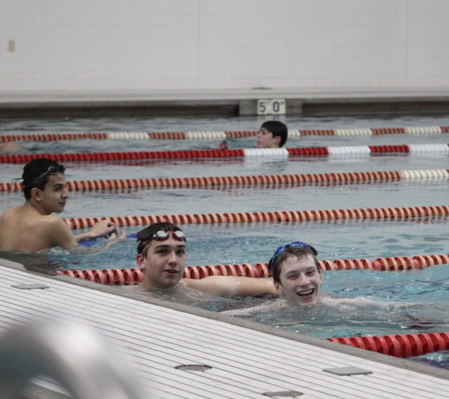 Fynn Morine and Connor O'Brien, seniors, share a laugh during a break at practice.