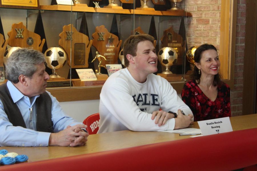 Danilo Rosich, senior, thanks his friends and family for attending his signing.