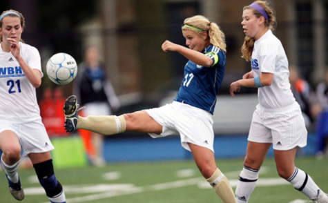 Kelly Denk goes for the goal at Waukesha West High School.