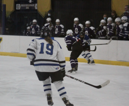 Milana Commare, sophomore defensive forward, skates down the ice mid game against Onalaska. 