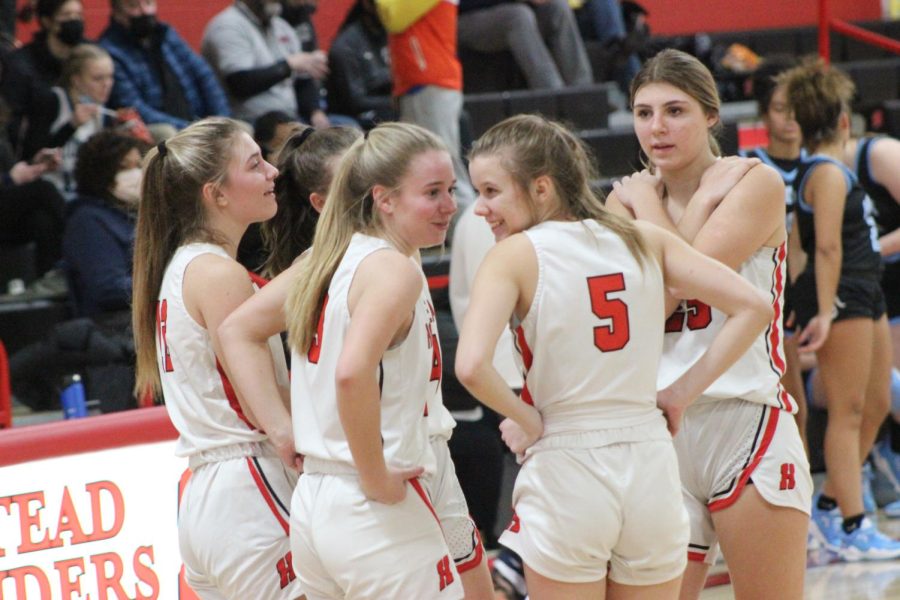 Madison+Fitzgibbon+and+Natalie+Mueller+share+a+laugh+in+between+plays.+The+duo+attributed+their+success+as+teammates+to+their+close+relationship.+We+bonded+so+well+together+over+the+years+and+have+gotten+so+close%2C+Fitzgibbon+said.++