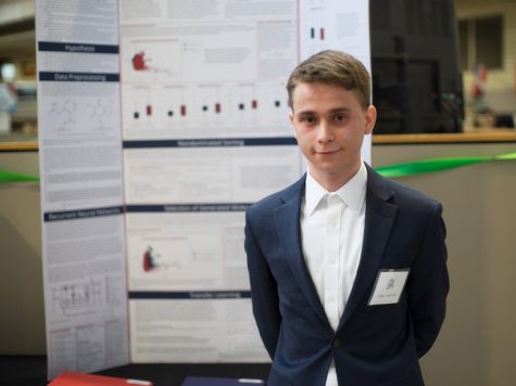 Jake Yasonik, Class of 20, presents his award-winning science project.