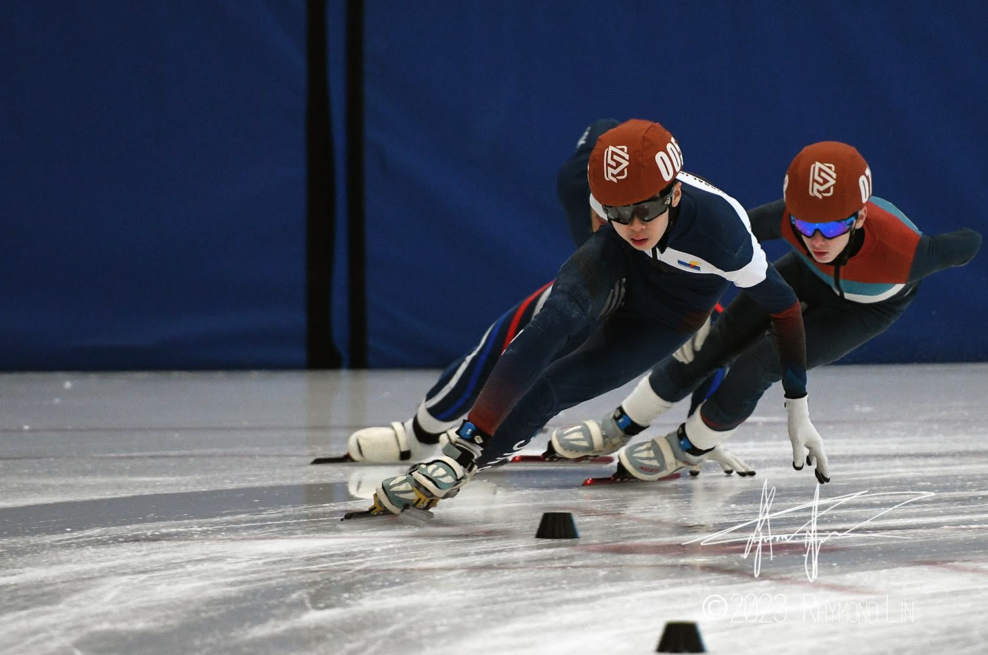 Brandon Liao, sophomore, competes at the US Short Track Speedskating National Age Group Championship in Milwaukee.
