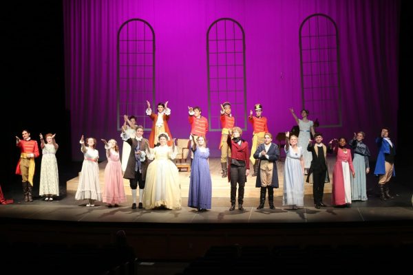 The cast of Pride and Prejudice takes their bows during rehearsal