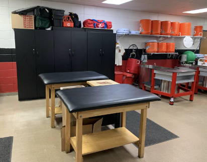 A glimpse inside the training room shows a training table ready for the next student-athlete.